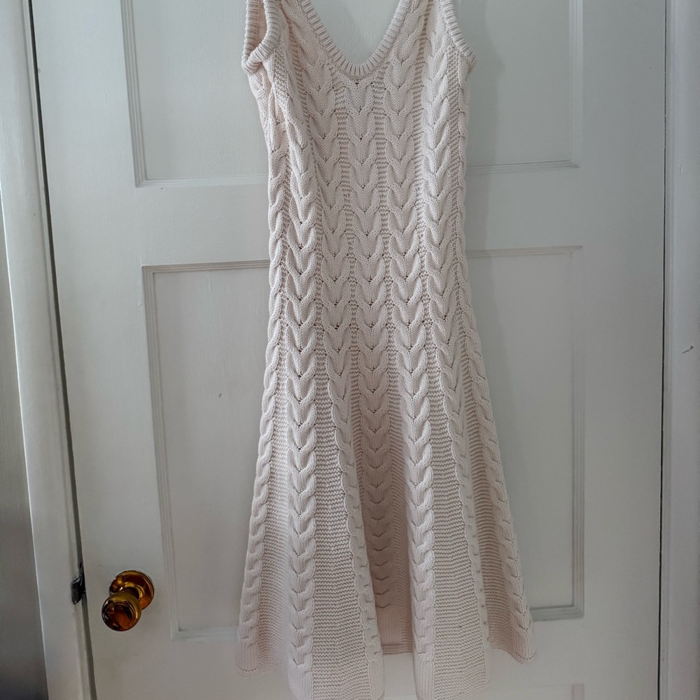 Mac Duggal Cream Cable Knit Mini Dress